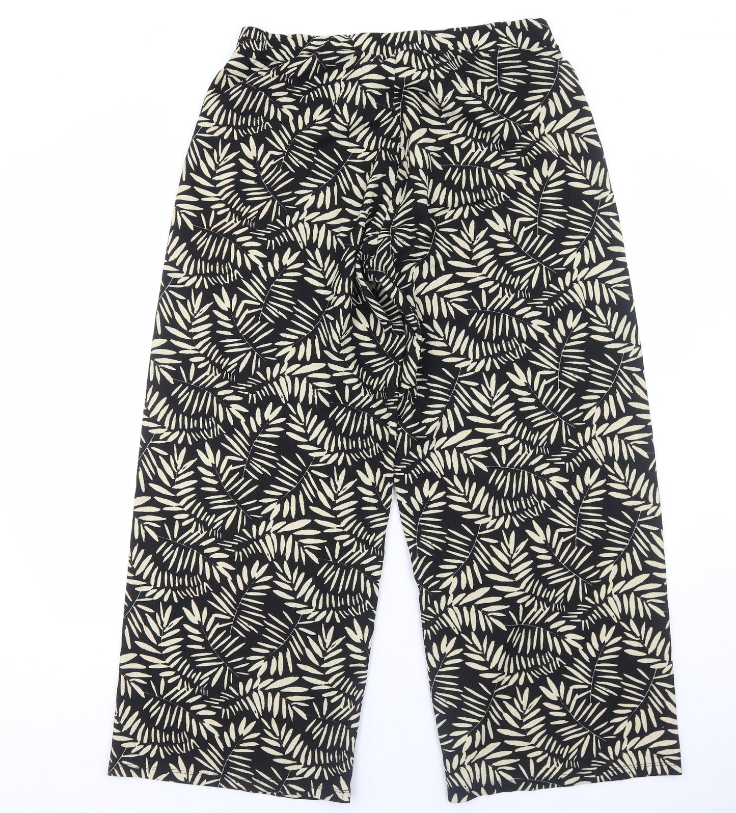 TU Womens Black Floral Viscose Trousers Size 16 Regular