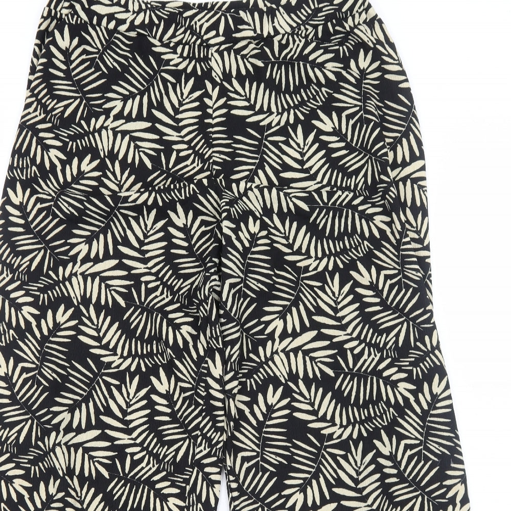 TU Womens Black Floral Viscose Trousers Size 16 Regular