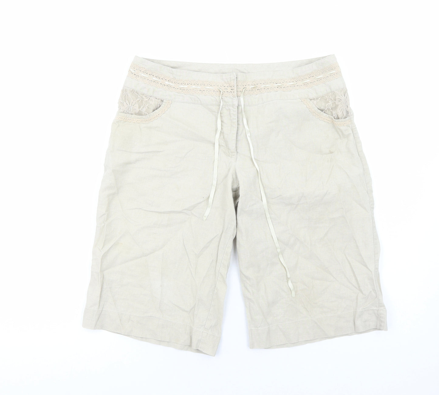 George Womens Beige Cotton Chino Shorts Size 12 Regular Zip