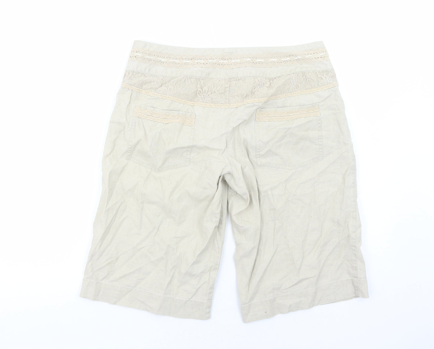 George Womens Beige Cotton Chino Shorts Size 12 Regular Zip