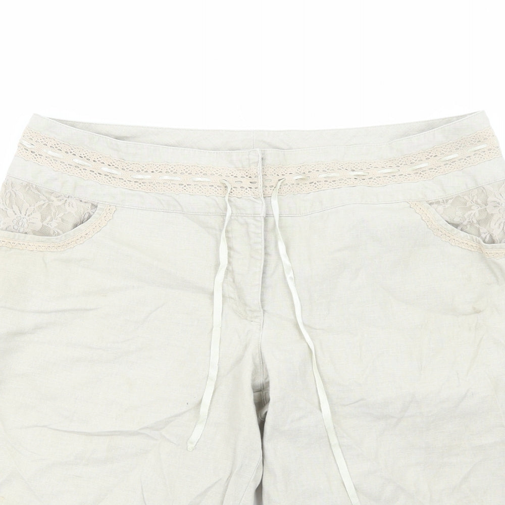 George Womens Beige Cotton Chino Shorts Size 12 Regular Zip