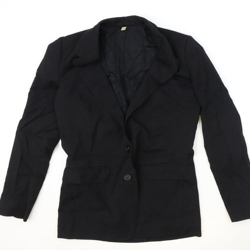 Preworn Womens Black Polyester Jacket Blazer Size 10