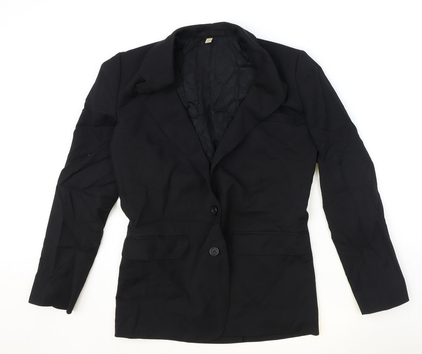 Preworn Womens Black Polyester Jacket Blazer Size 10