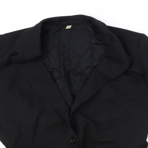 Preworn Womens Black Polyester Jacket Blazer Size 10
