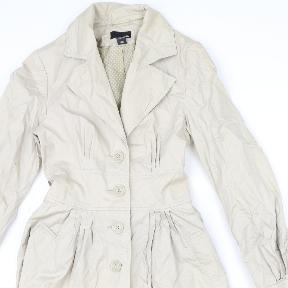 H&M Womens Beige Trench Coat Coat Size 8 Button