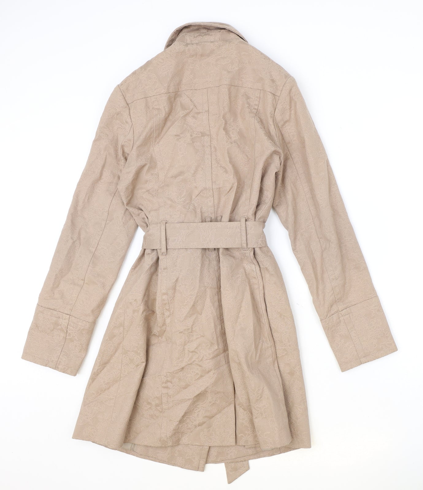 Oasis Womens Pink Geometric Trench Coat Coat Size S Button
