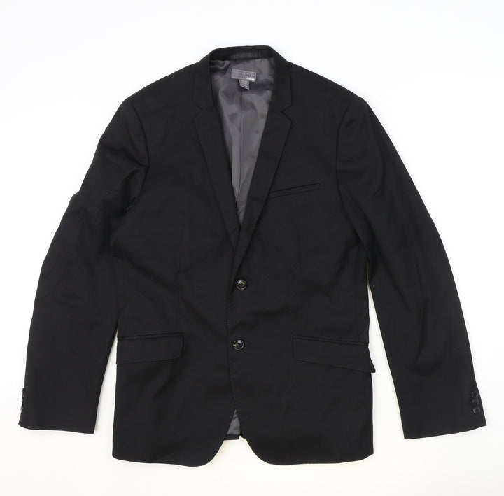 H&M Mens Black Polyester Jacket Suit Jacket Size 42 Regular
