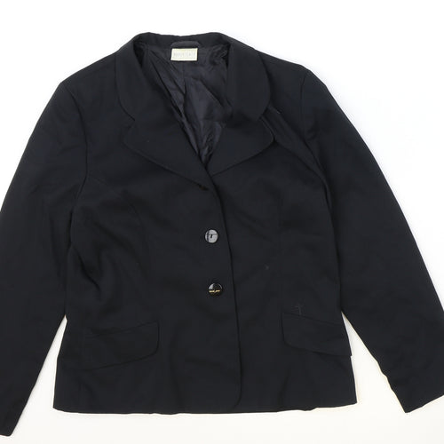 Essentials Womens Black Polyester Jacket Blazer Size 14