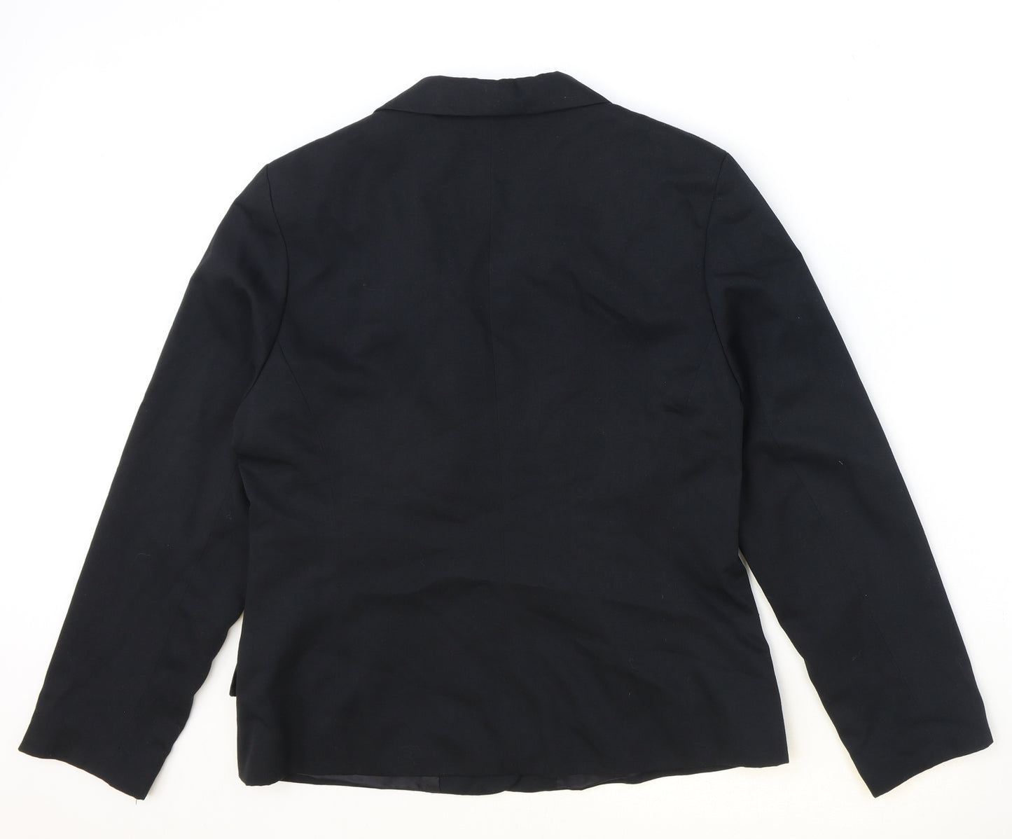 Essentials Womens Black Polyester Jacket Blazer Size 14