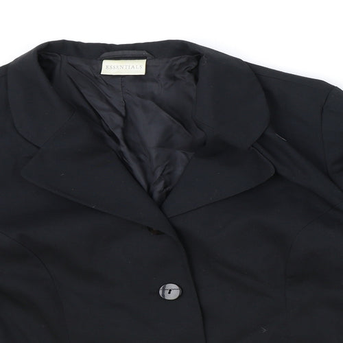 Essentials Womens Black Polyester Jacket Blazer Size 14