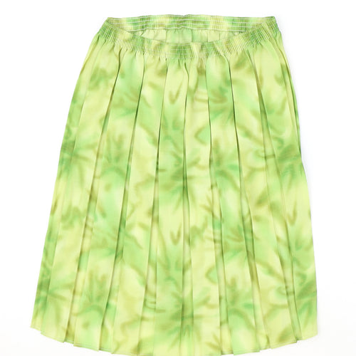 Preworn Womens Green Geometric Polyester Pleated Skirt Size M