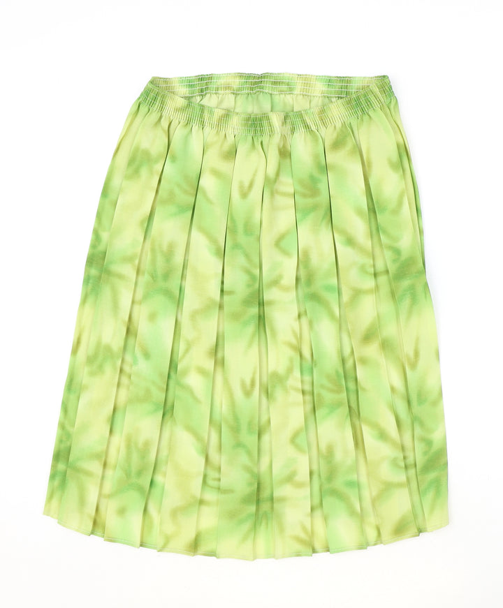 Preworn Womens Green Geometric Polyester Pleated Skirt Size M