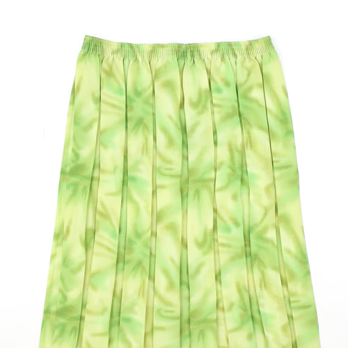 Preworn Womens Green Geometric Polyester Pleated Skirt Size M