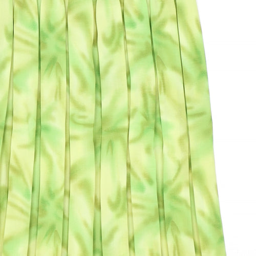 Preworn Womens Green Geometric Polyester Pleated Skirt Size M