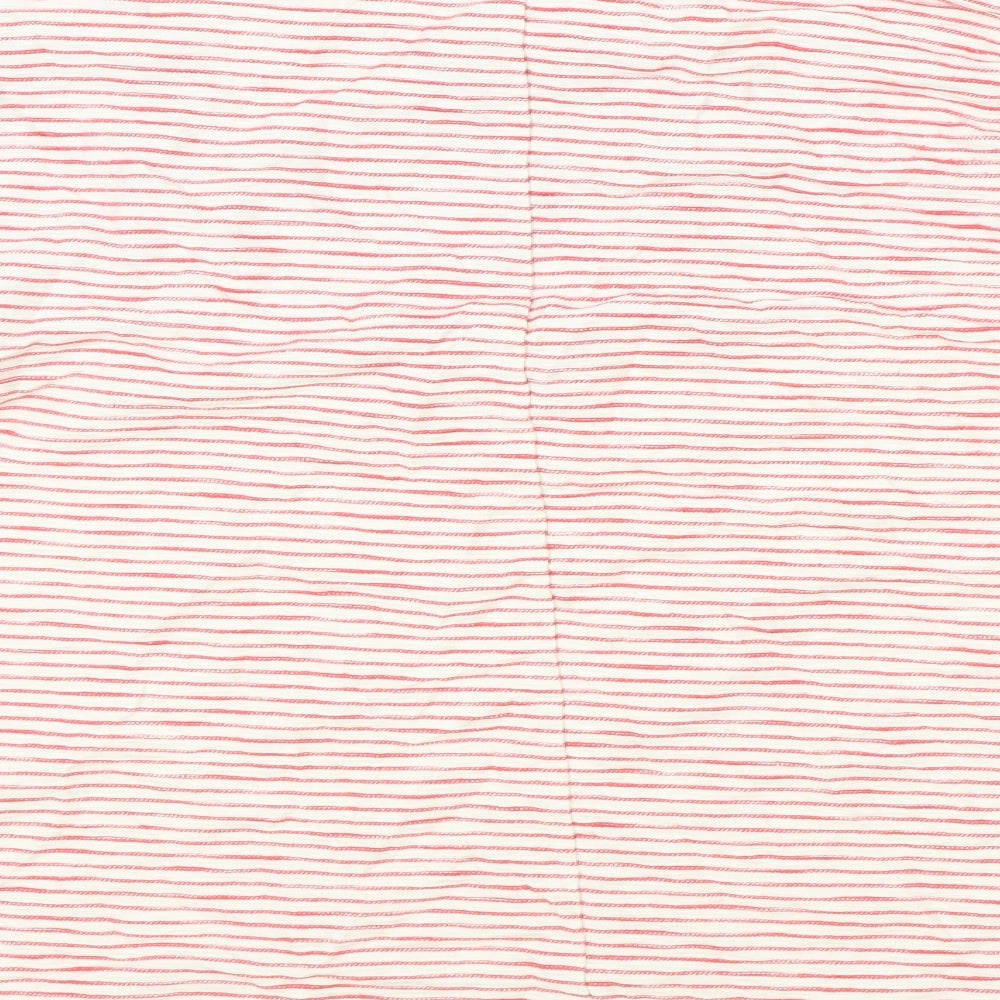 Nutmeg Womens Red Striped 100% Cotton Basic T-Shirt Size 18 Round Neck