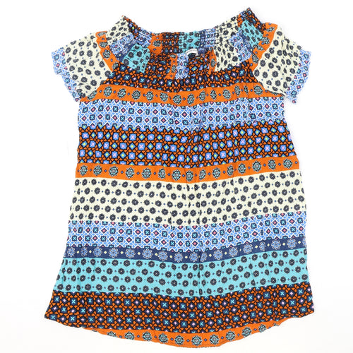 Glamorous Womens Multicoloured Geometric Viscose Shift Size 10 Off the Shoulder Pullover