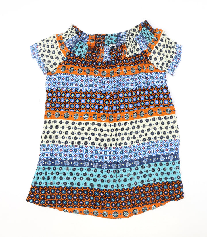 Glamorous Womens Multicoloured Geometric Viscose Shift Size 10 Off the Shoulder Pullover