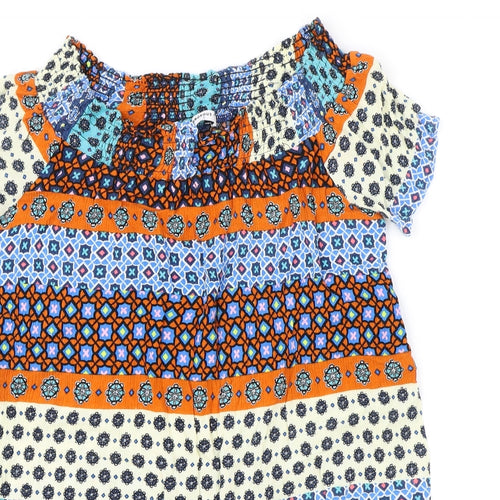 Glamorous Womens Multicoloured Geometric Viscose Shift Size 10 Off the Shoulder Pullover