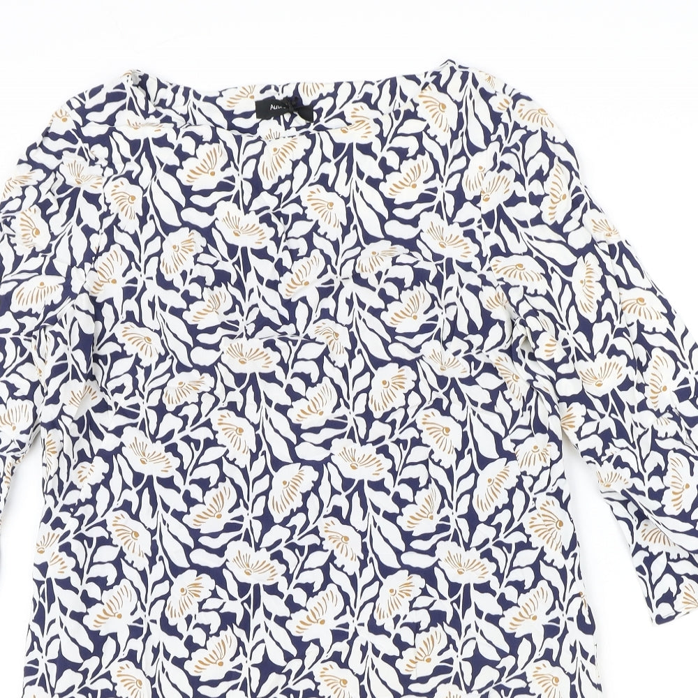 Marks and Spencer Womens Multicoloured Geometric Viscose Shift Size 12 Boat Neck Pullover