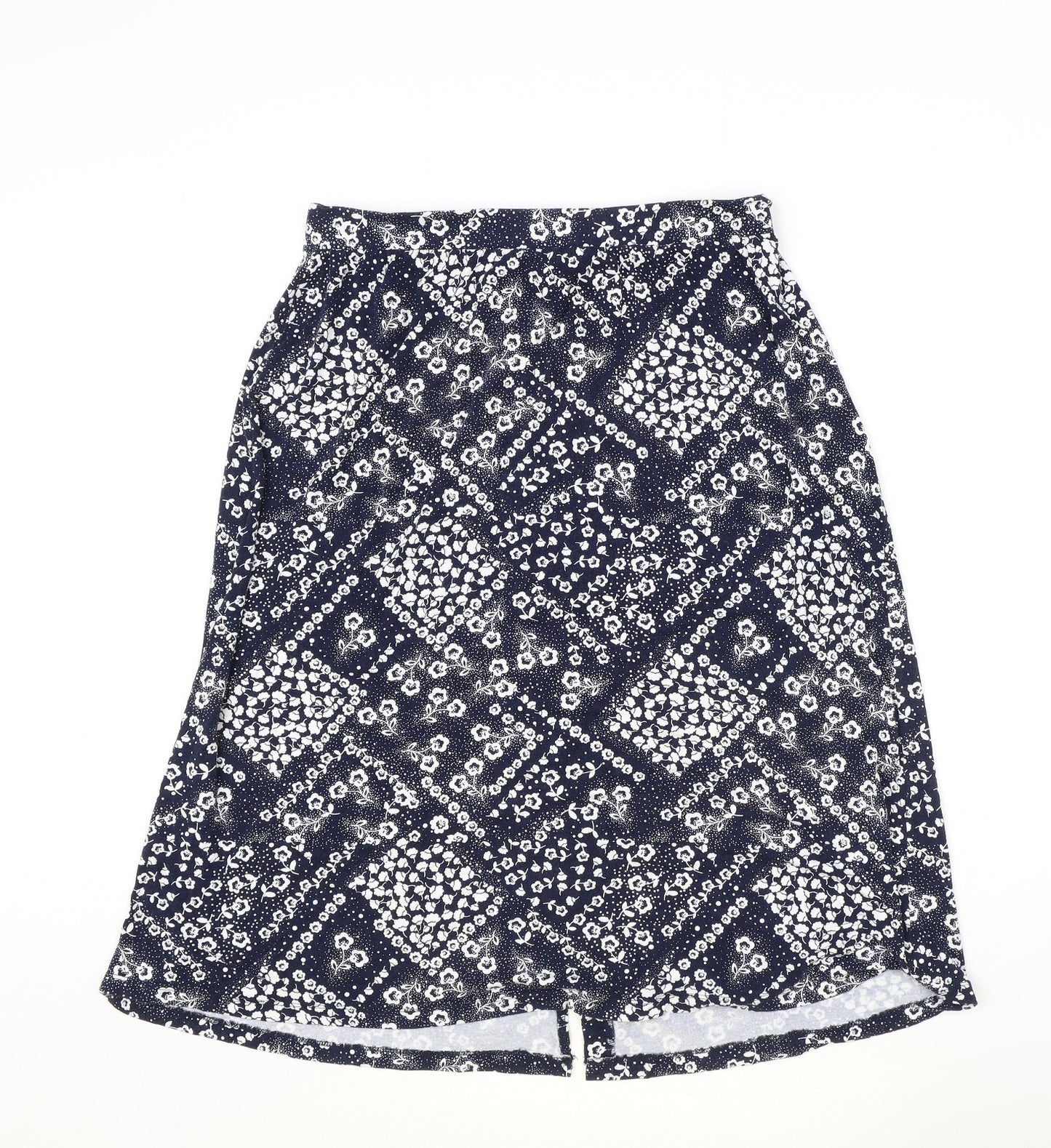 Cotton Traders Womens Blue Geometric Viscose Swing Skirt Size 16