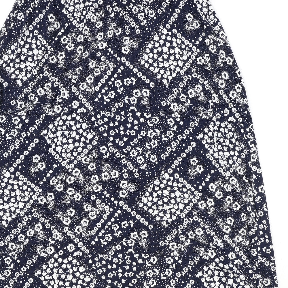 Cotton Traders Womens Blue Geometric Viscose Swing Skirt Size 16