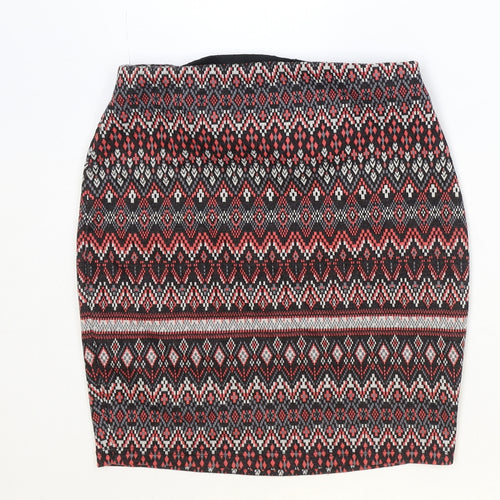 New Look Womens Multicoloured Geometric Polyester Straight & Pencil Skirt Size 8