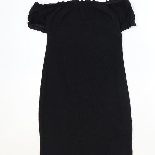 Missguided Womens Black Polyester A-Line Size 10 Off the Shoulder Pullover