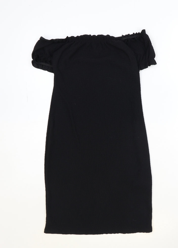 Missguided Womens Black Polyester A-Line Size 10 Off the Shoulder Pullover