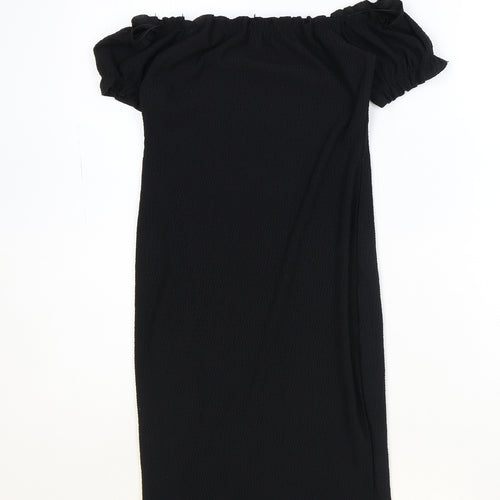 Missguided Womens Black Polyester A-Line Size 10 Off the Shoulder Pullover