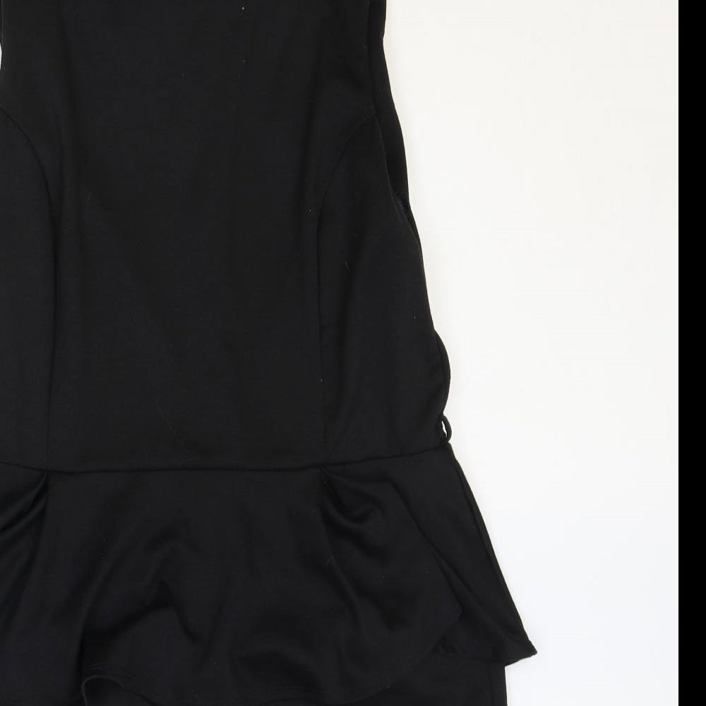 Wallis Womens Black Polyester Shift Size 16 Round Neck Zip