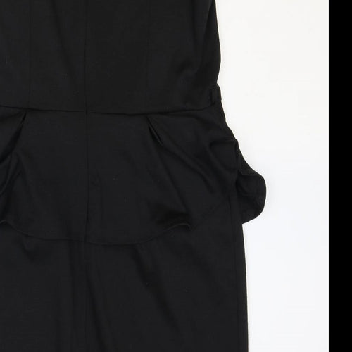 Wallis Womens Black Polyester Shift Size 16 Round Neck Zip