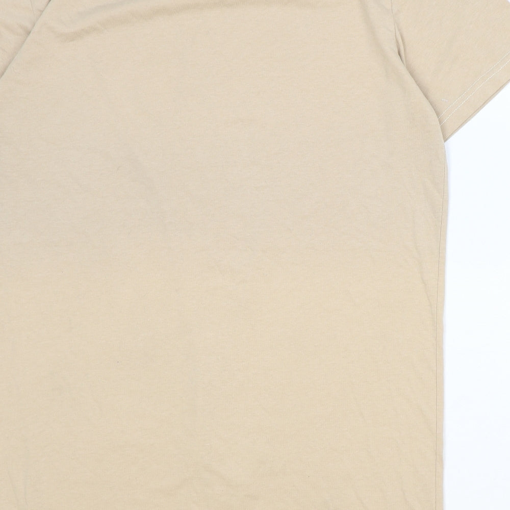 Missguided Womens Brown Cotton Basic T-Shirt Size 12 Round Neck