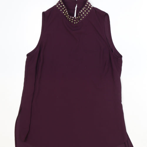Atmosphere Womens Purple Polyester Basic Blouse Size 12 Round Neck