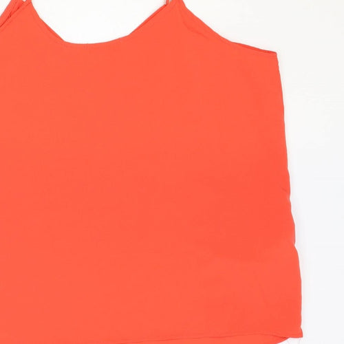 Mango Womens Orange Polyester Camisole Tank Size L V-Neck