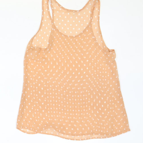 FOREVER 21 Womens Pink Polka Dot Polyester Basic Tank Size S Scoop Neck