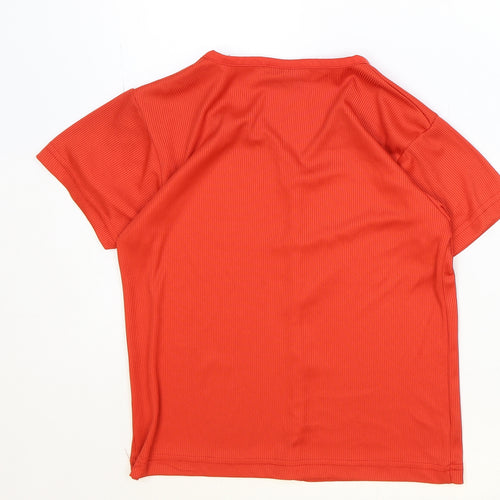 Yadou Womens Orange Polyester Basic Button-Up Size XS V-Neck