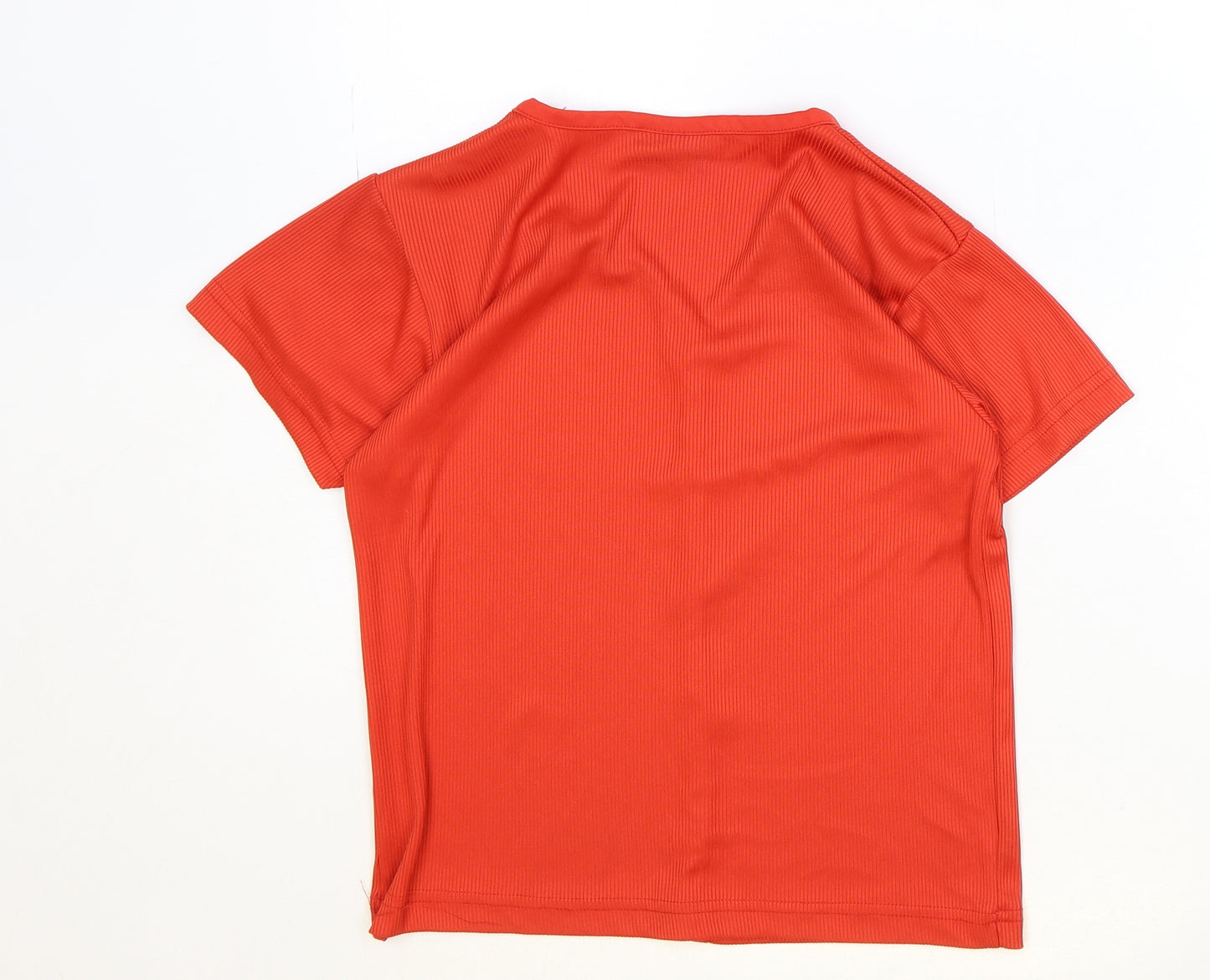 Yadou Womens Orange Polyester Basic Button-Up Size XS V-Neck