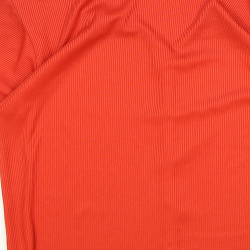 Yadou Womens Orange Polyester Basic Button-Up Size XS V-Neck