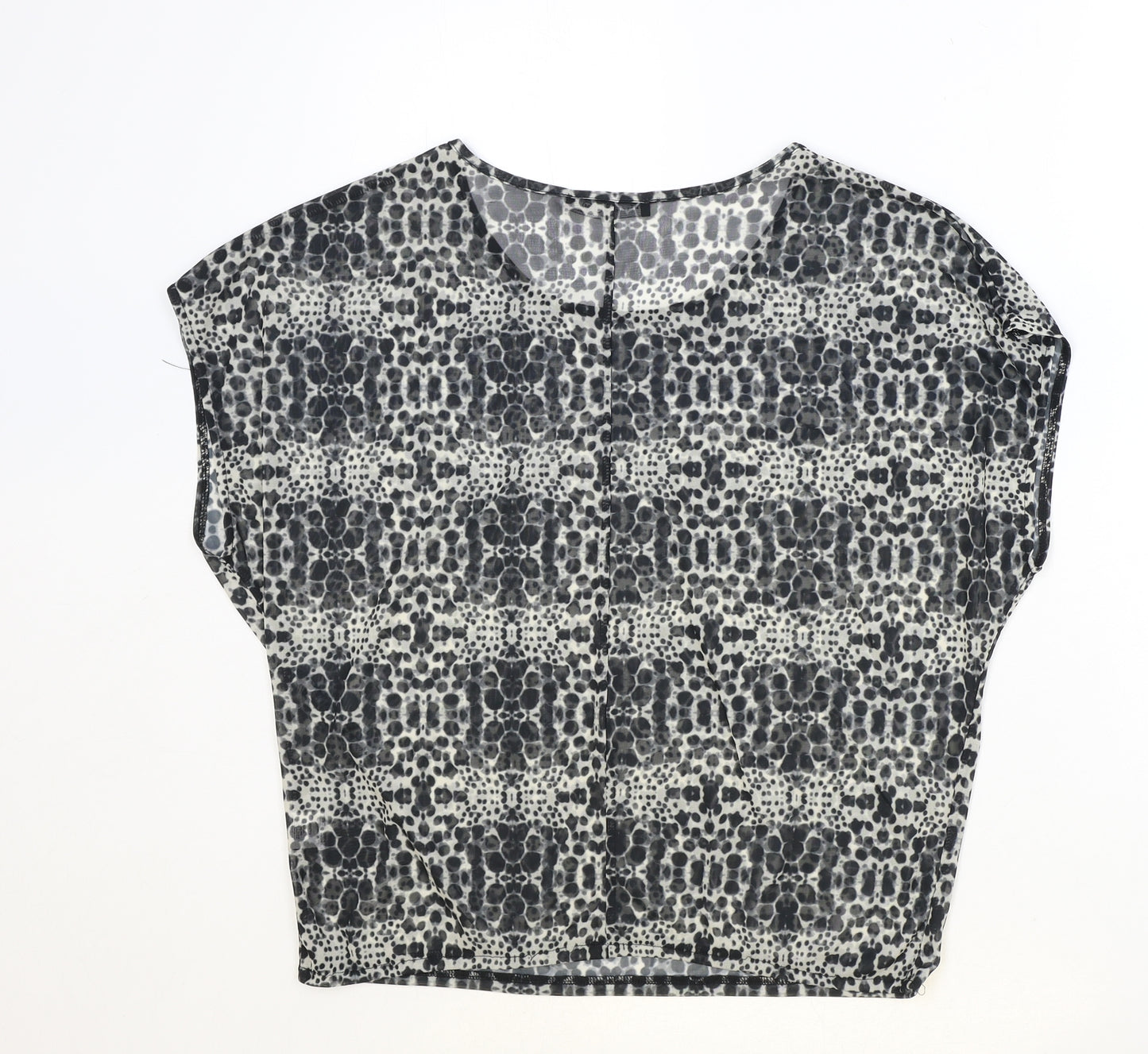 Atmosphere Womens Black Geometric Polyester Basic T-Shirt Size 6 Scoop Neck