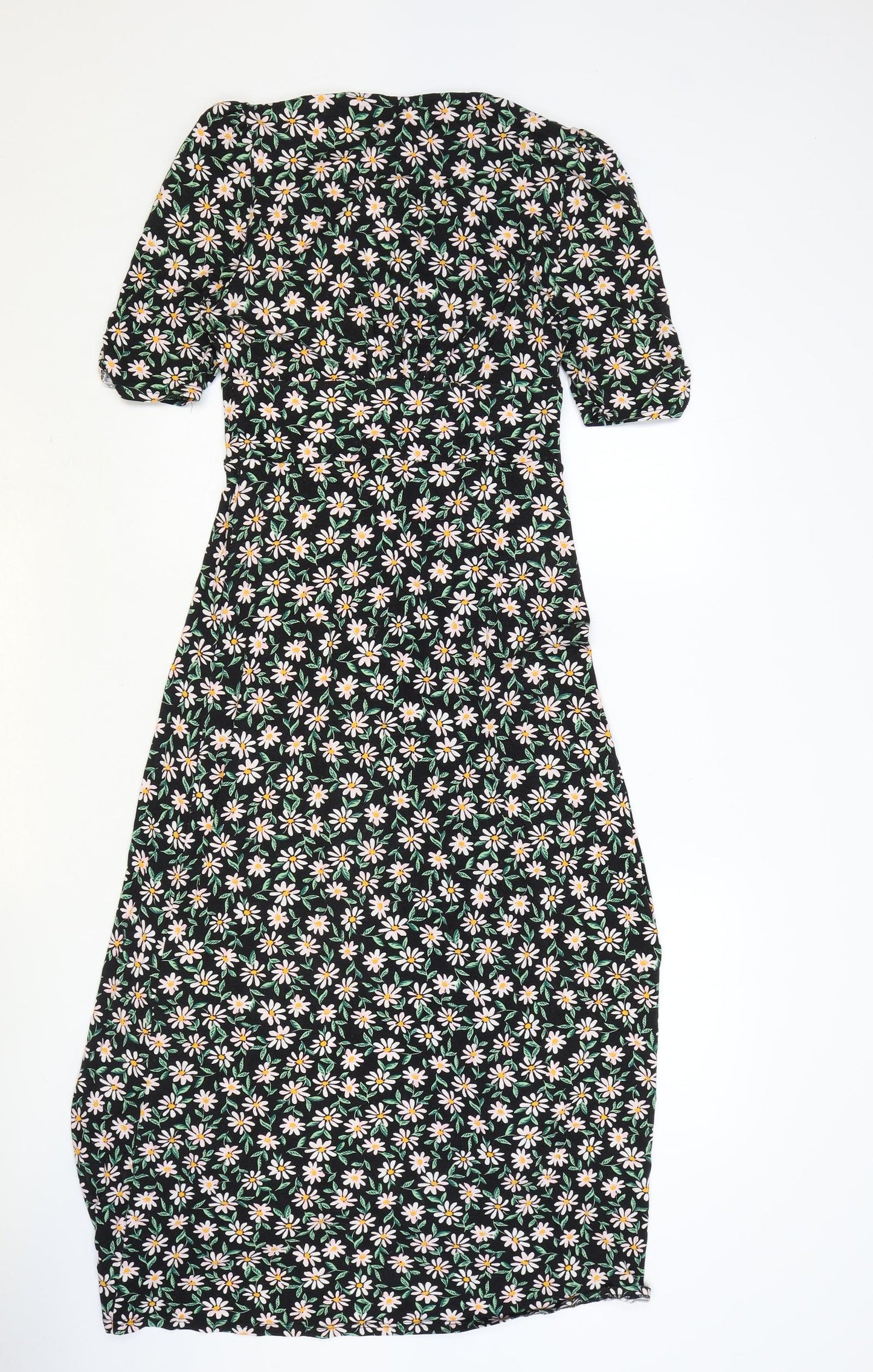 ASOS Womens Black Floral Viscose Maxi Size 10 V-Neck Pullover