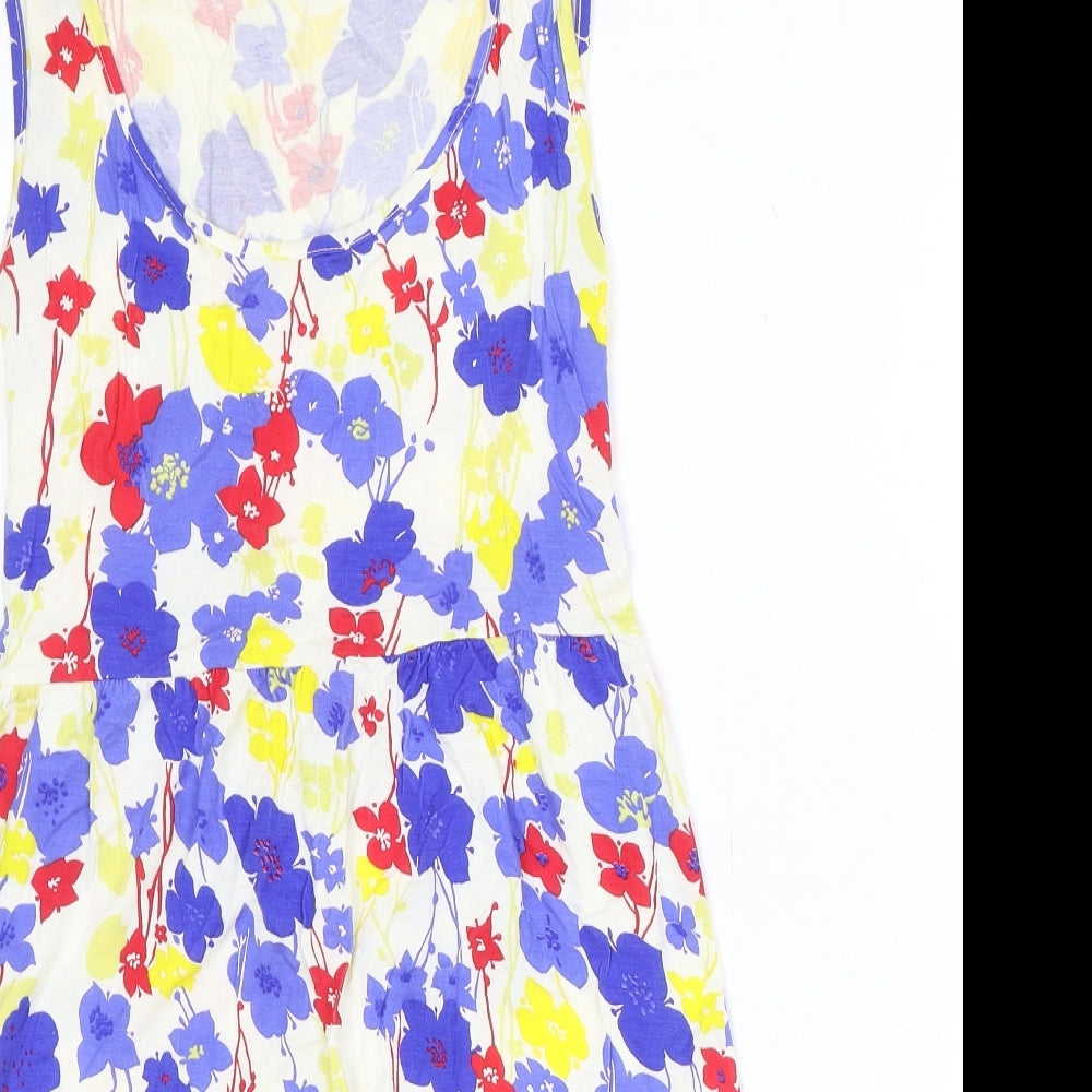 George Womens Ivory Floral Viscose A-Line Size 14 Scoop Neck Pullover