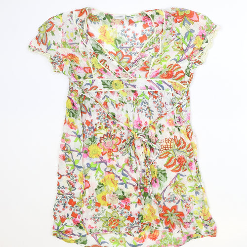 Ethel Austin Womens Multicoloured Geometric 100% Cotton A-Line Size 10 V-Neck Pullover