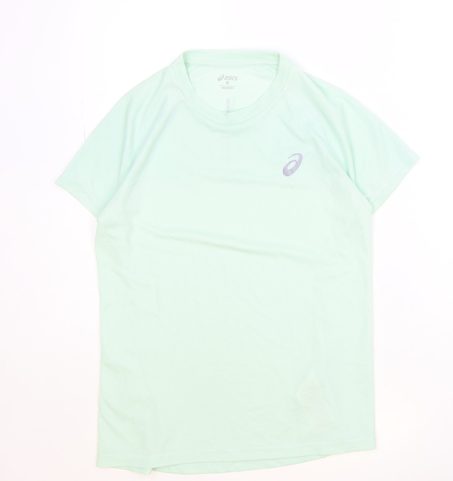 ASICS Mens Green Polyester T-Shirt Size M Round Neck