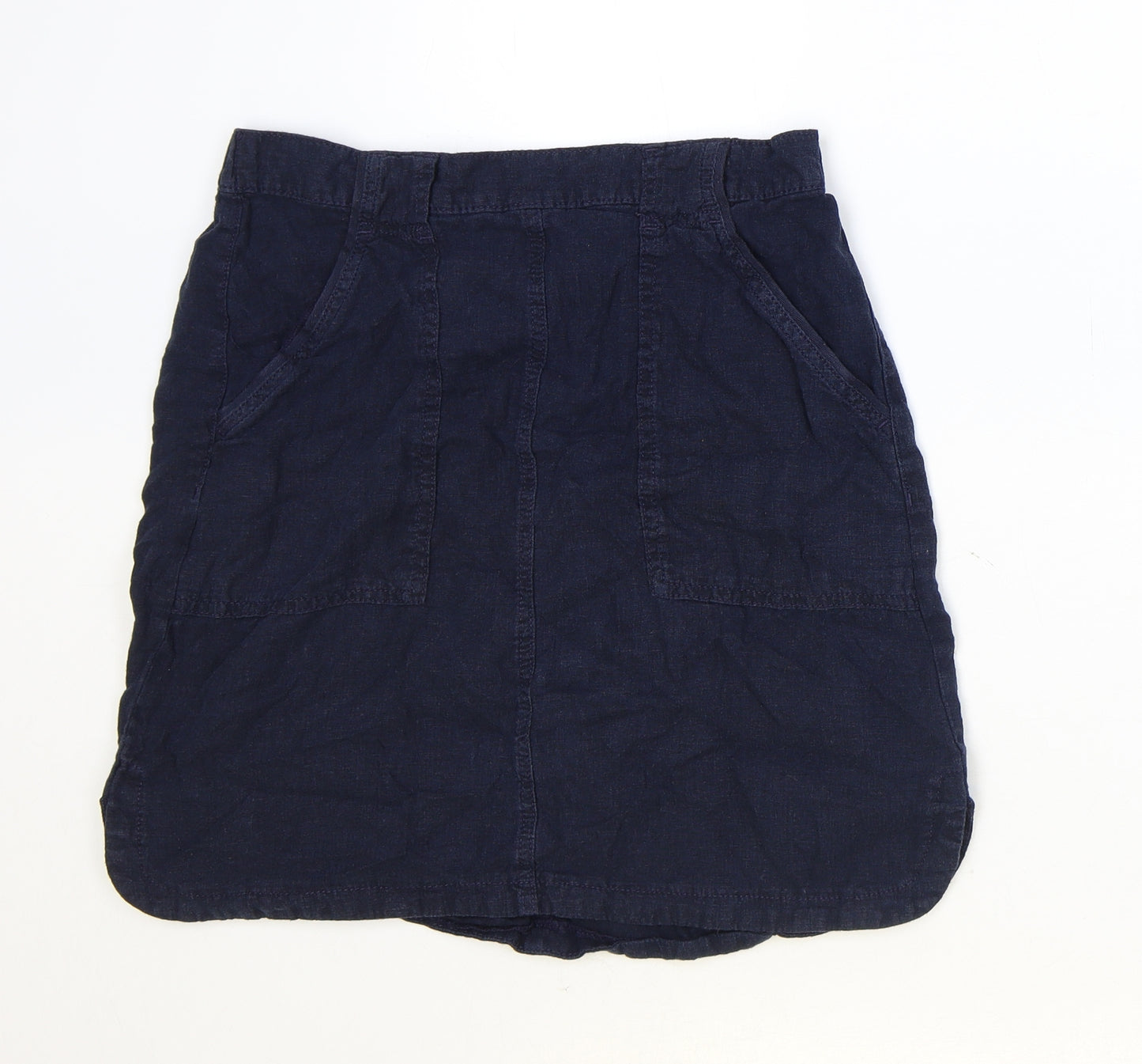 NEXT Womens Black Linen A-Line Skirt Size 12