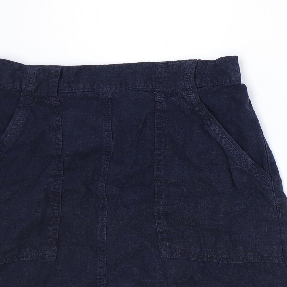 NEXT Womens Black Linen A-Line Skirt Size 12