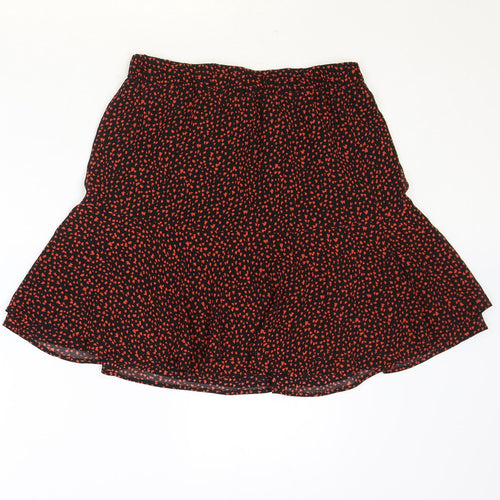 Marks and Spencer Womens Black Geometric Polyester Skater Skirt Size 10