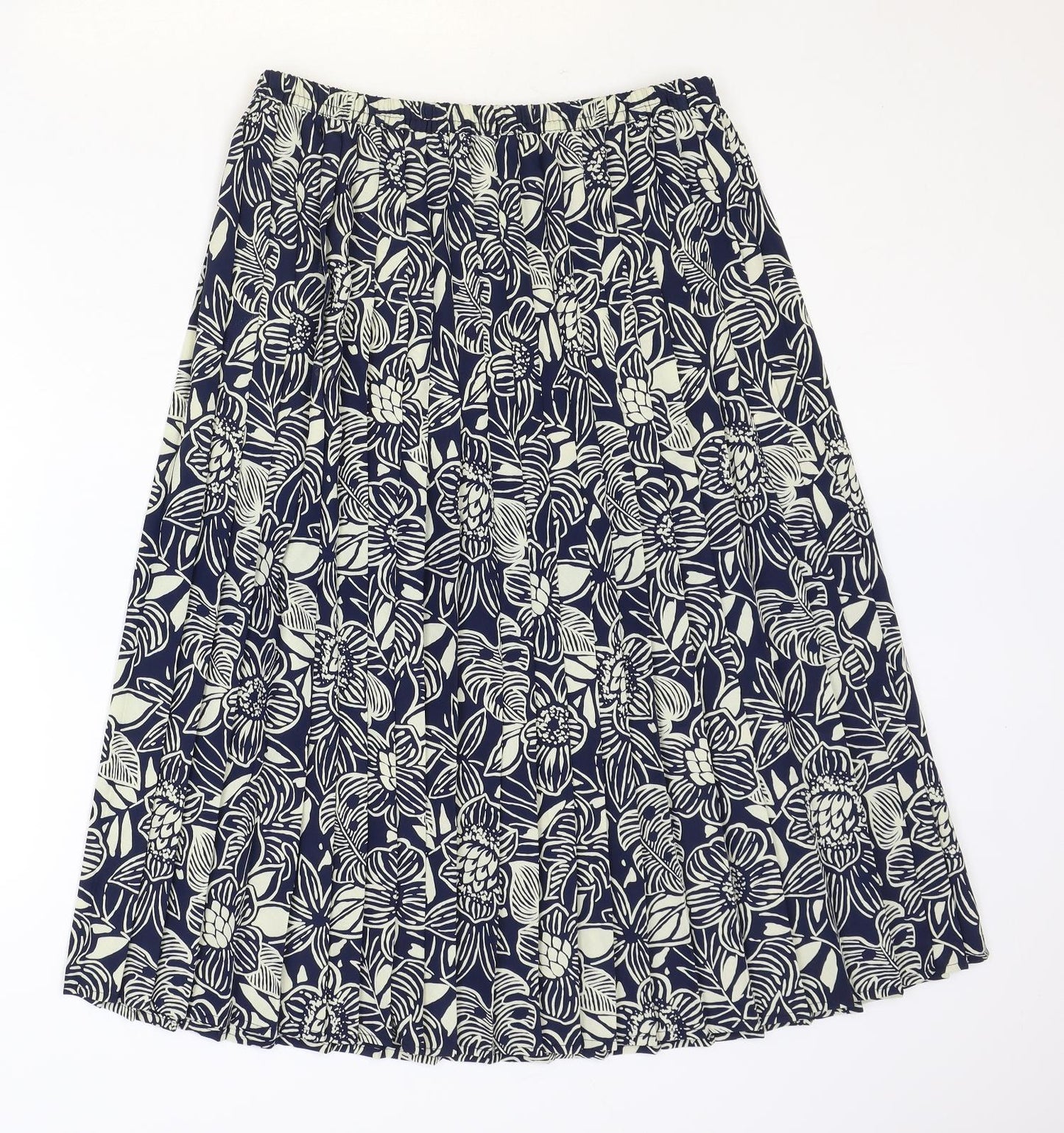Eastex Womens Blue Floral Polyester Pleated Skirt Size 14