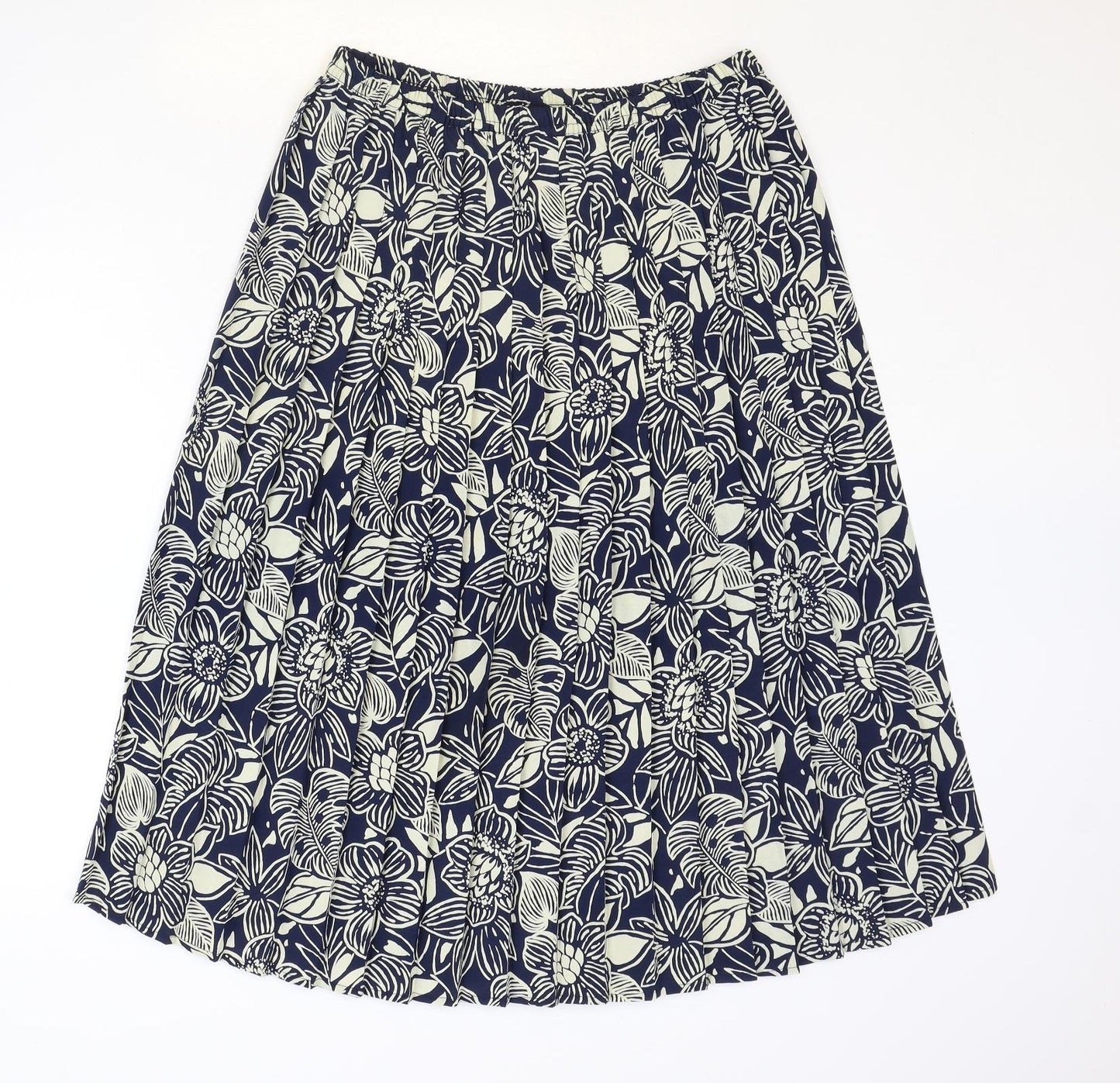 Eastex Womens Blue Floral Polyester Pleated Skirt Size 14