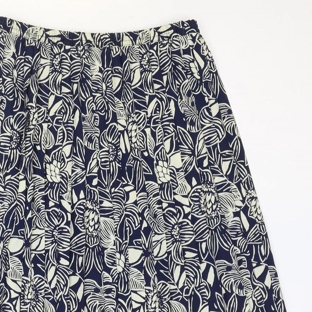 Eastex Womens Blue Floral Polyester Pleated Skirt Size 14