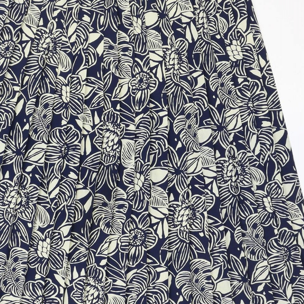Eastex Womens Blue Floral Polyester Pleated Skirt Size 14